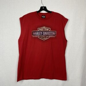 Harley-Davidson T Shirt Men's‎ XL Red BlueGrass Louisville KY Biker Sleeveless